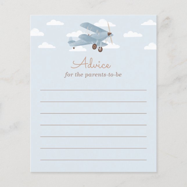 Aviso Baby Shower de avión para tarjeta de padres (Anverso)