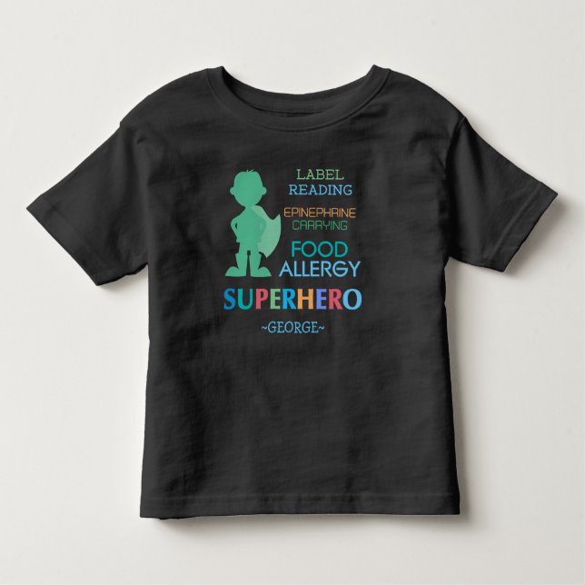 Aviso de alergía alimenticia camiseta de superhéro (Anverso)