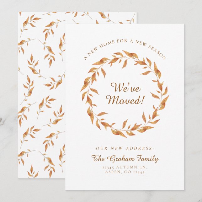 Aviso de Mudanza Corona de Hojas de Otoño (Anverso / Reverso)