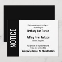 Aviso en negrita, Invitación Boda pospuesta