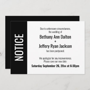 Aviso en negrita, Invitación Boda pospuesta