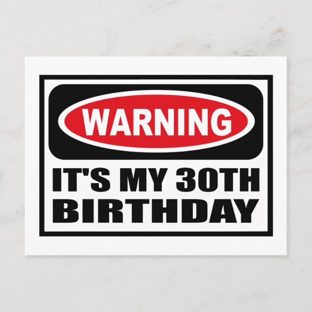 Aviso: Es mi tarjeta postal del 30 cumpleaños (Anverso)