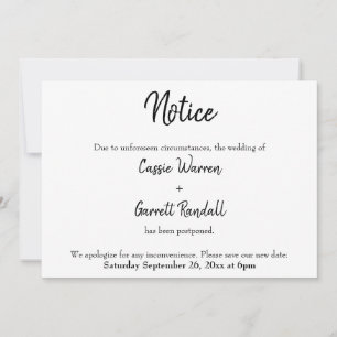 "Aviso" Invitación Boda pospuesta