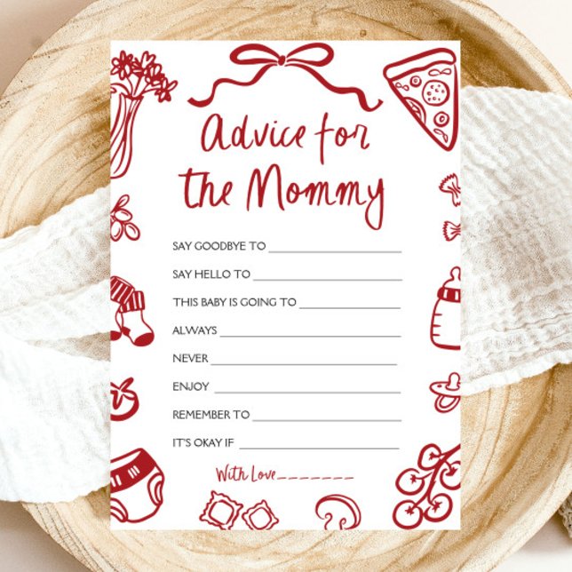 Aviso italiano de mano para la futura tarjeta de m (Hand Drawn Italian Advice for the Mommy-to-be Game)