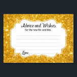 Aviso y tarjetas de Boda de espuma de oro<br><div class="desc">Estas elegantes tarjetas de boda y deseos dorados brillan serán la incorporación perfecta a su recepción nupcial. Este diseño presenta un marco dorado brillante con el texto "Consejos y deseos para los nuevos Mr. y Mrs." en una combinación de fuentes caligráficas y simples de color negro. La tarjeta permite a...</div>