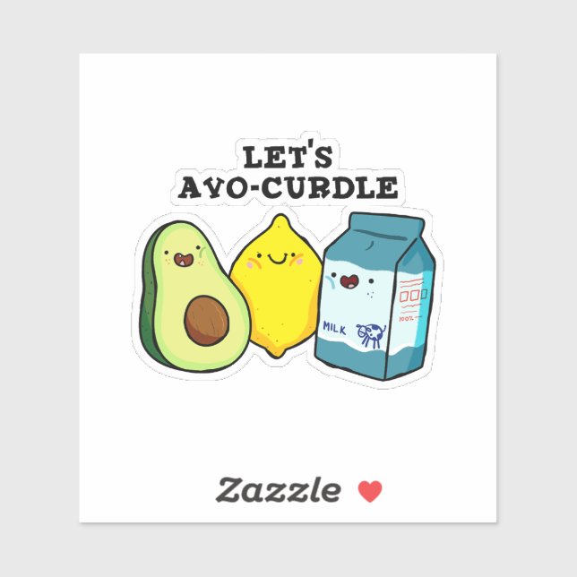 Avo-Curdle Funny Food Pun Vinyl Pegatina (Hoja)