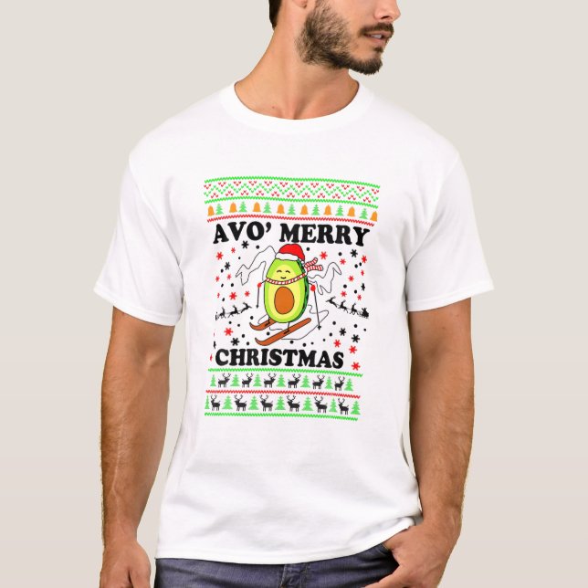 Avo Merry Christmas Gracioso Suéter Aguacate Ski (Anverso)