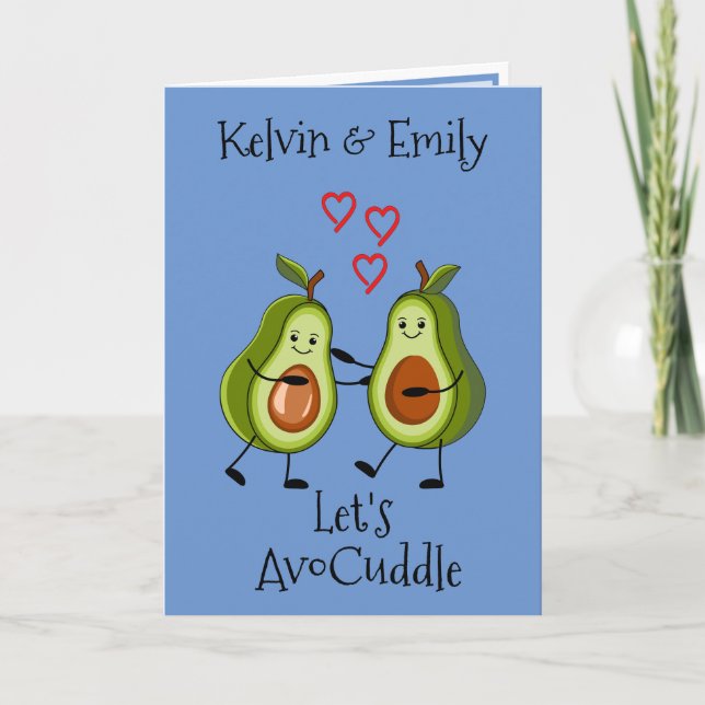 AvoCuddle Avodado Pun Tarjeta de Saludo (Anverso)