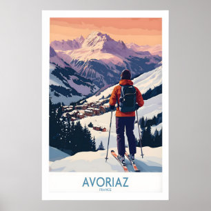 Avoriaz Francia Impresión de Arte de Esquí Póster
