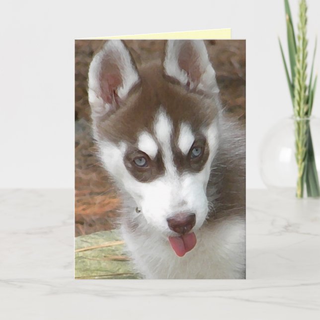 AW- Tarjeta de cumpleaños Husky Siberiana (Anverso)