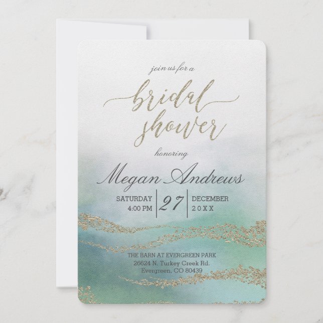 Awash Elegant Watercolor Bridal Shower Invitación (Anverso)