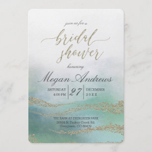 Awash Elegant Watercolor Bridal Shower Invitación