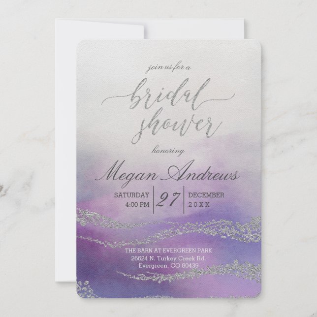 Awash Elegant Watercolor Bridal Shower Invitación (Anverso)