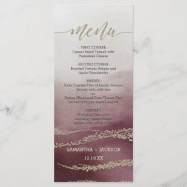 Awash Elegant Watercolor Cranberry Boda Menú