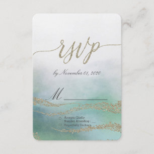 Awash Elegant Watercolor en Ocean Wedding RSVP