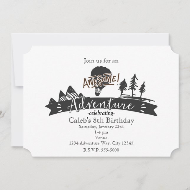 Awesome Adventure Retro invitaciones para fiestas  (Anverso)