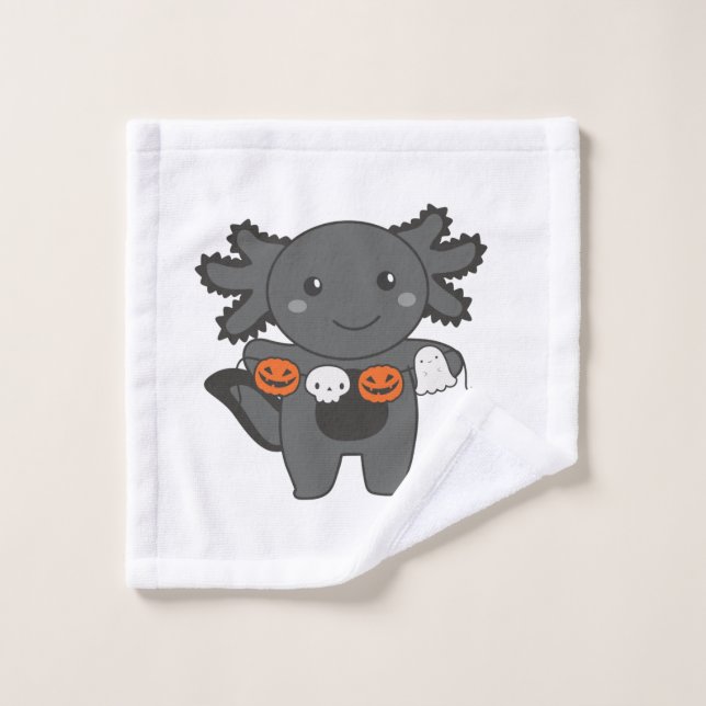 Axolotl Feliz disfraz de calabaza de Halloween (Toallita)