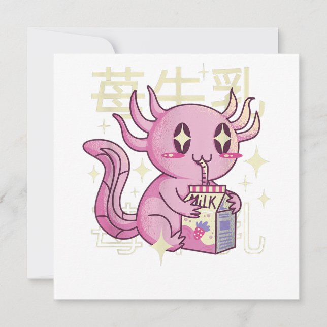 Axolotl Fresa Leche Japón Estilo Kawai Japonés (Anverso)