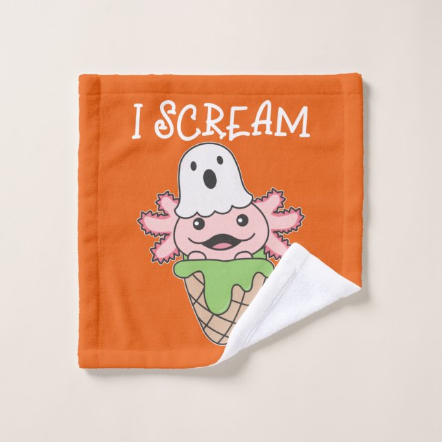 Axolotl Halloween Ghost I Scream Ice Pun (Toallita)