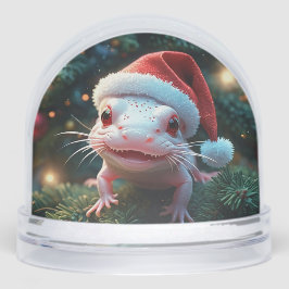 Axolotl lindo en el globo de nieve de los Navidade