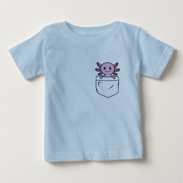 Axolotl lindo y gracioso en camiseta de bolsillo C (Anverso)