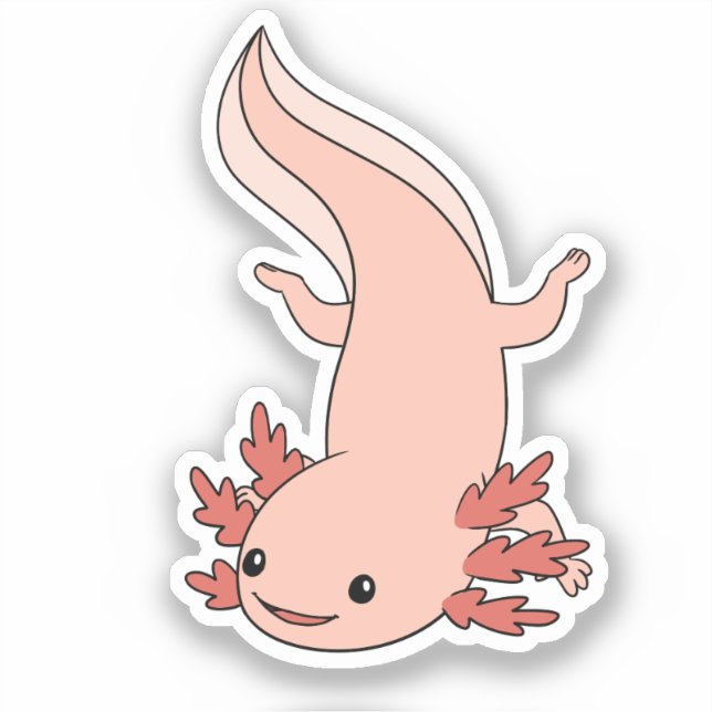 Axolotl Nadando Directamente Abajo Pegatina (Anverso)
