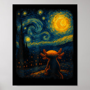 Axolotl Starry Night Van Gogh Regalos De Arte Para