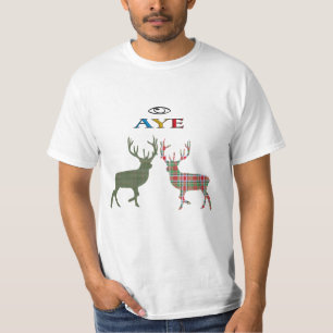 Aye camiseta escocesa del macho del tartán de la