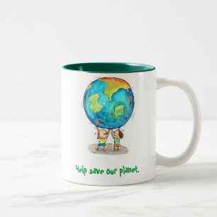 Ayuda ahorrar nuestro planeta. Taza