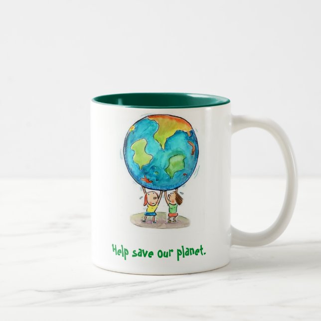 Ayuda ahorrar nuestro planeta. Taza (Derecha)