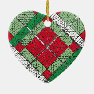 AYUDA ARGYLE KNIT Cerámica Ornamento cardíaco