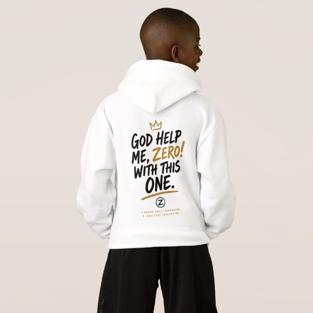 ¡Ayúdame, Dios, Zero! Sudadera con capucha para ni (Reverso completo)