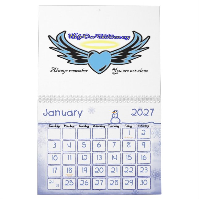 Ayude a nuestro calendario de los niños (Jan 2027)