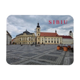 Ayuntamiento de Sibiu y imán de nevera con vistas 
