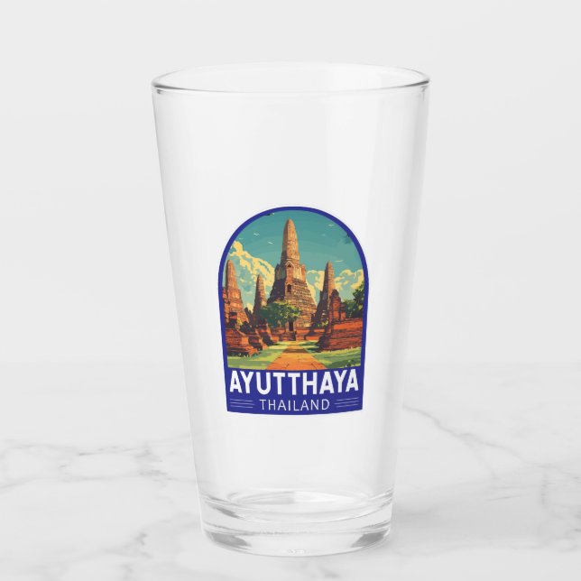 Ayutthaya Tailandia Emblema de arte de viajes (Anverso)