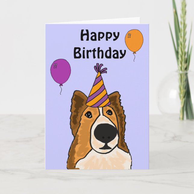 AZ- Tarjeta de cumpleaños de perro de estantes cor (Anverso)