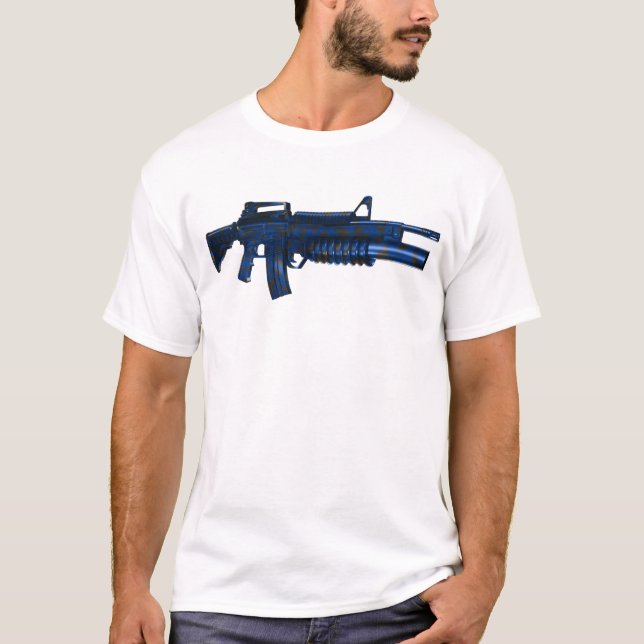 Azmodeus Camo M16 azul, camiseta (Anverso)