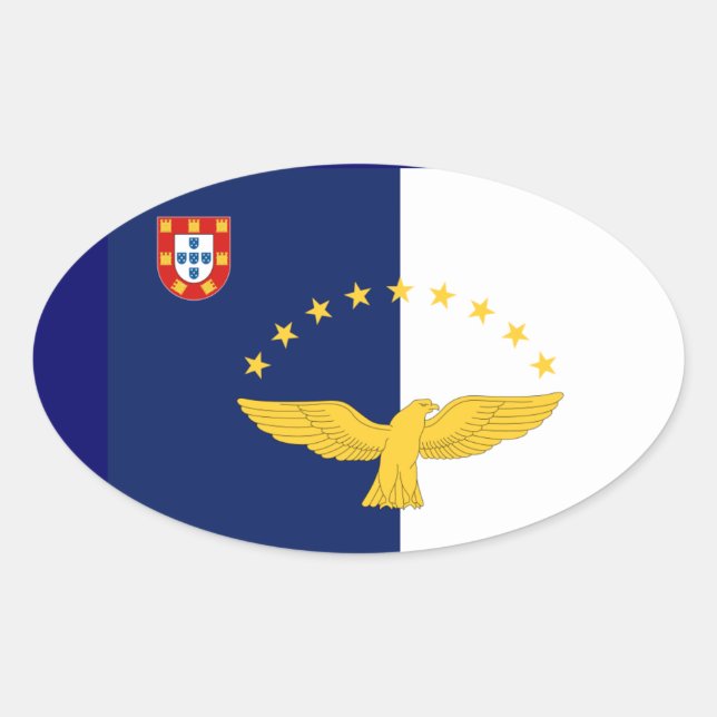 Azores* Bandera Pegatina de Oval de estilo europeo (Anverso)