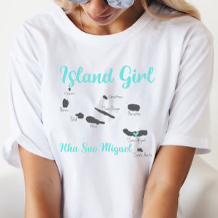 Azores, camiseta Chica de la isla portuguesa