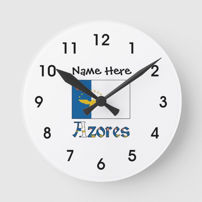 Azores y Bandera Azorea con tu nombre reloj grande (Anverso)