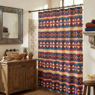 Aztec Oasis Cortina de ducha tribal audaz