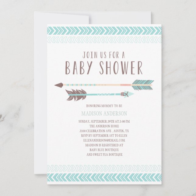 Azteca | Invitación de Baby Shower (Anverso)
