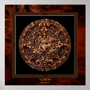AZTECA ~ Mayan - Calendario Solar Azteca Arte Impr