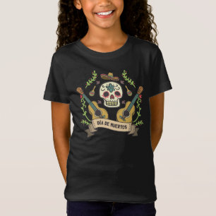 Azucare el cráneo y la camisa de Guitars Dia de