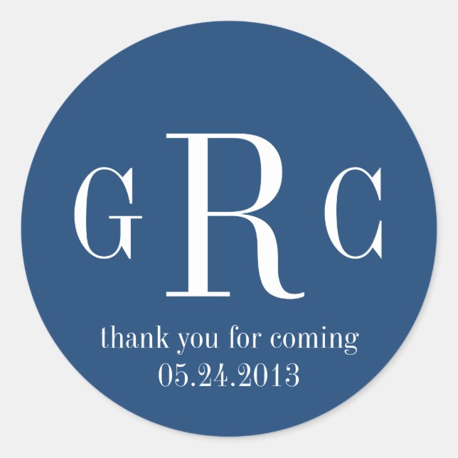 Azul 3 etiqueta de monograma inicial etiqueta de b (Anverso)