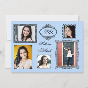 Azul 5 marcos/fotos - Grad Invitación