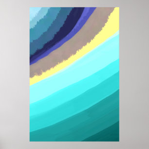 Azul acuarela Abstrato Arte Olas de Océano Natural