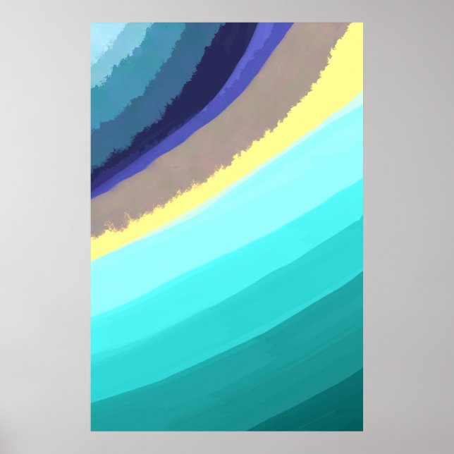 Azul acuarela Abstrato Arte Olas de Océano Natural (Frente)