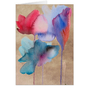 Azul acuarela Flores diseño floral moderno