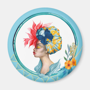 Azul africano del imán de la mujer